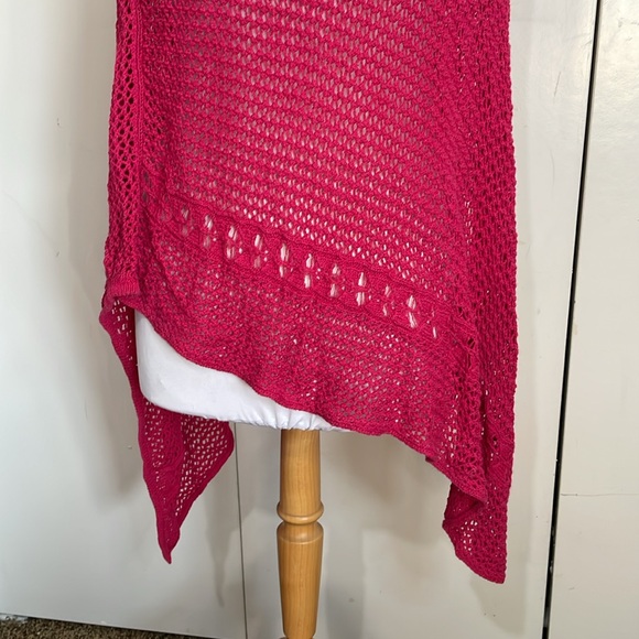 Chico's Pink Crochet Knit Poncho One Size Fits All - Picture 3 of 9